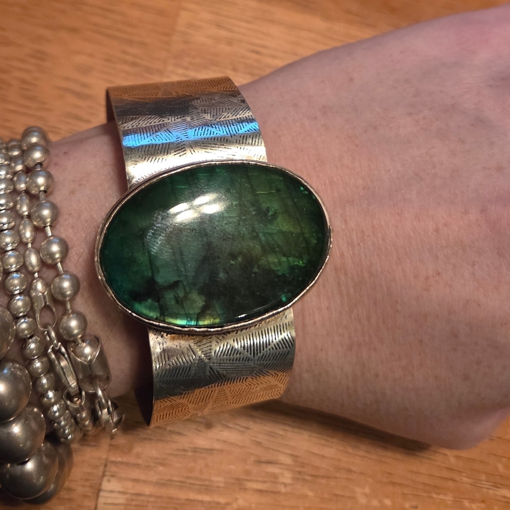 Labradorite Silver Cuff Bracelet